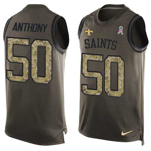 Nike New Orleans Saints #50 Stephone Anthony Green Men's Stitched NFL Limited Salute To Service Tank Top Jersey