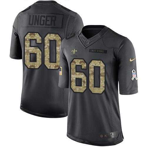 Nike New Orleans Saints #60 Max Unger Black Men's Stitched NFL Limited 2016 Salute To Service Jersey