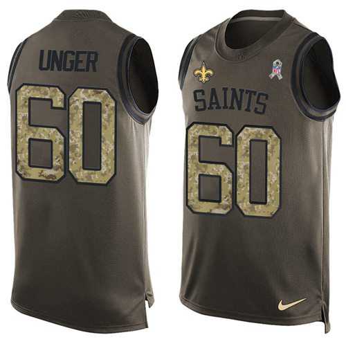 Nike New Orleans Saints #60 Max Unger Green Men's Stitched NFL Limited Salute To Service Tank Top Jersey