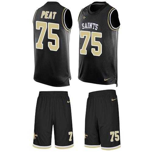 Nike New Orleans Saints #75 Andrus Peat Black Team Color Men's Stitched NFL Limited Tank Top Suit Jersey