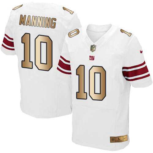 Nike New York Giants #10 Eli Manning White Men's Stitched NFL Elite Gold Jersey