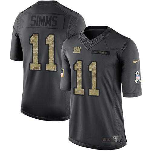 Nike New York Giants #11 Phil Simms Black Men's Stitched NFL Limited 2016 Salute to Service Jersey