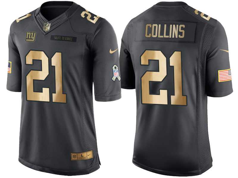 Nike New York Giants #21 Landon Collins Anthracite 2016 Christmas Day Gold Men's NFL Limited Salute to Service Jersey