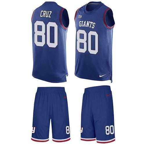 Nike New York Giants #80 Victor Cruz Royal Blue Team Color Men's Stitched NFL Limited Tank Top Suit Jersey