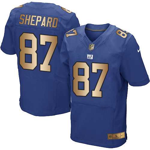 Nike New York Giants #87 Sterling Shepard Royal Blue Team Color Men's Stitched NFL Elite Gold Jersey