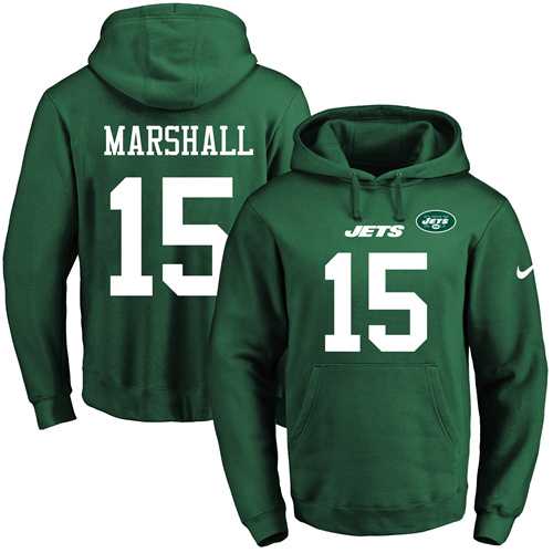 Nike New York Jets #15 Brandon Marshall Green Name & Number Pullover NFL Hoodie