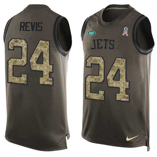 Nike New York Jets #24 Darrelle Revis Green Men's Stitched NFL Limited Salute To Service Tank Top Jersey