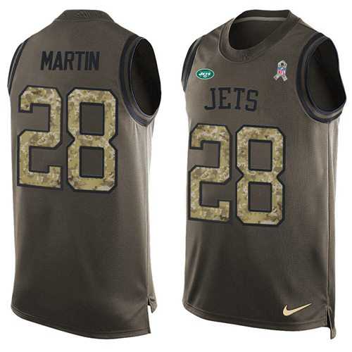 Nike New York Jets #28 Curtis Martin Green Men's Stitched NFL Limited Salute To Service Tank Top Jersey