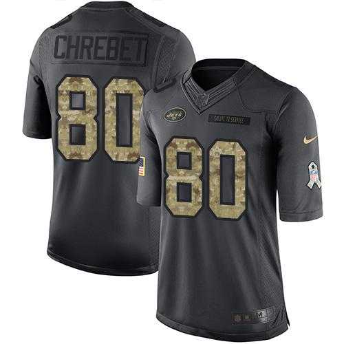 Nike New York Jets #80 Wayne Chrebet Black Men's Stitched NFL Limited 2016 Salute to Service Jersey