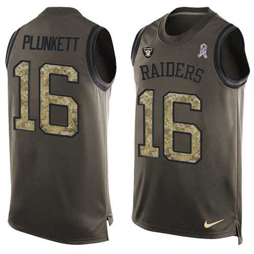 Nike Oakland Raiders #16 Jim Plunkett Green Men's Stitched NFL Limited Salute To Service Tank Top Jersey