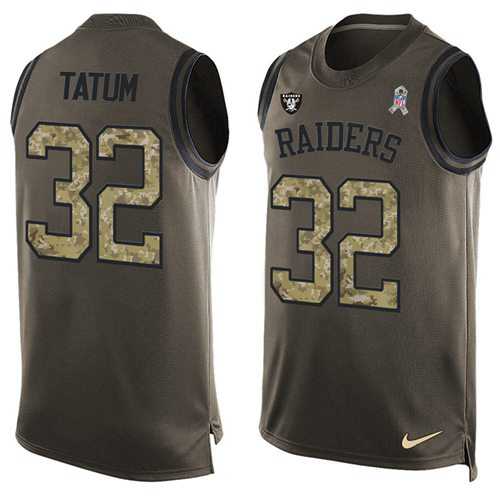 Nike Oakland Raiders #32 Jack Tatum Green Men's Stitched NFL Limited Salute To Service Tank Top Jersey