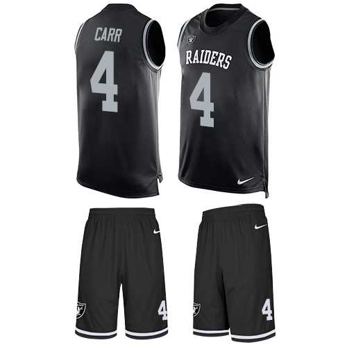 Nike Oakland Raiders #4 Derek Carr Black Team Color Men's Stitched NFL Limited Tank Top Suit Jersey