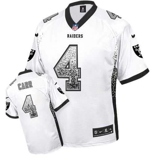 Nike Oakland Raiders #4 Derek Carr White Men's Stitched NFL Elite Drift Fashion Jersey