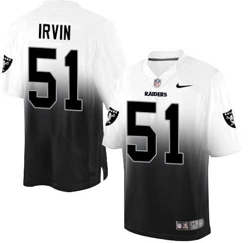 Nike Oakland Raiders #51 Bruce Irvin Men's Elitre White Black Fadeaway NFL Jersey