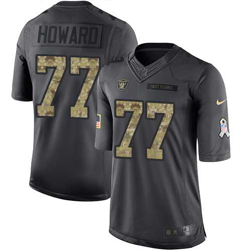 Nike Oakland Raiders #77 Austin Howard Black Men's Stitched NFL Limited 2016 Salute To Service Jersey