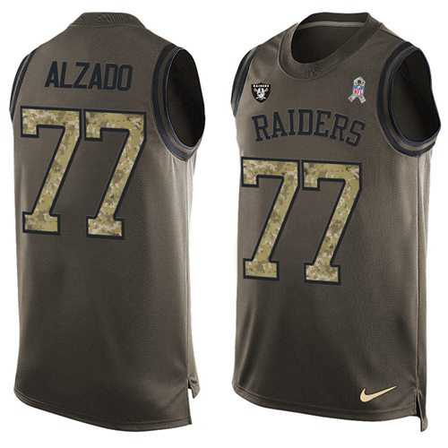 Nike Oakland Raiders #77 Lyle Alzado Green Men's Stitched NFL Limited Salute To Service Tank Top Jersey