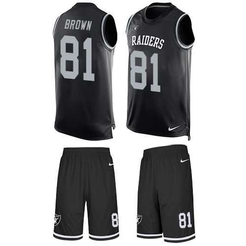 Nike Oakland Raiders #81 Tim Brown Black Team Color Men's Stitched NFL Limited Tank Top Suit Jersey