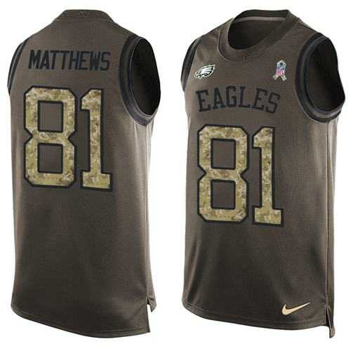 Nike Philadelphia Eagles #81 Jordan Matthews Green Men's Stitched NFL Limited Salute To Service Tank Top Jersey