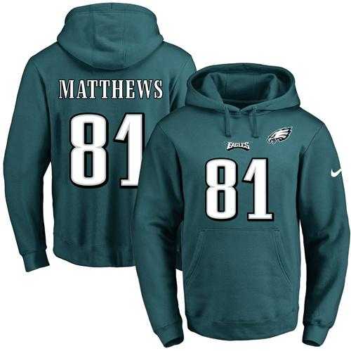 Nike Philadelphia Eagles #81 Jordan Matthews Midnight Green Name & Number Pullover NFL Hoodie
