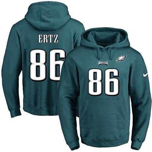 Nike Philadelphia Eagles #86 Zach Ertz Midnight Green Name & Number Pullover NFL Hoodie