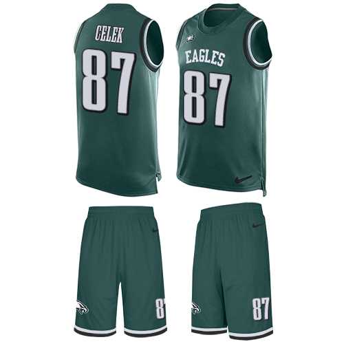 Nike Philadelphia Eagles #87 Brent Celek Midnight Green Team Color Men's Stitched NFL Limited Tank Top Suit Jersey
