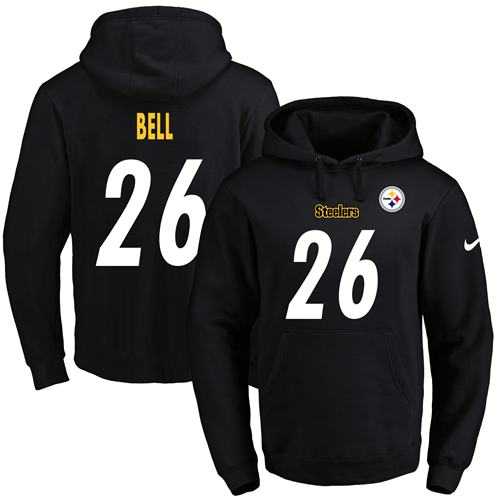 Nike Pittsburgh Steelers #26 Le'Veon Bell Black Name & Number Pullover NFL Hoodie