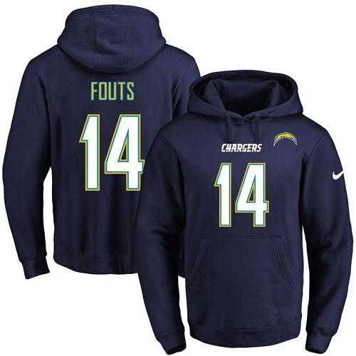 Nike San Diego Chargers #14 Dan Fouts Navy Blue Name & Number Pullover NFL Hoodie