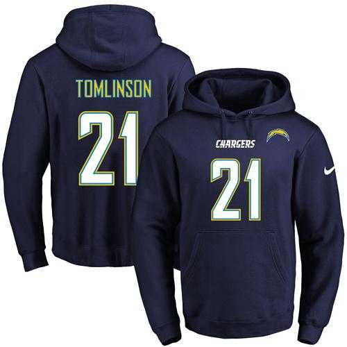 Nike San Diego Chargers #21 LaDainian Tomlinson Navy Blue Name & Number Pullover NFL Hoodie