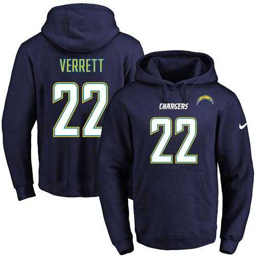 Nike San Diego Chargers #22 Jason Verrett Navy Blue Name & Number Pullover NFL Hoodie