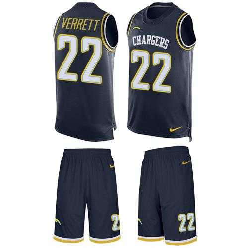 Nike San Diego Chargers #22 Jason Verrett Navy Blue Team Color Men's Stitched NFL Limited Tank Top Suit Jersey