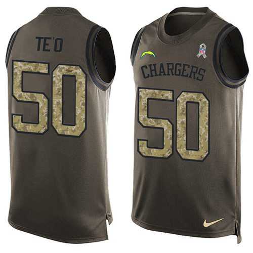 Nike San Diego Chargers #50 Manti Te'o Green Men's Stitched NFL Limited Salute To Service Tank Top Jersey