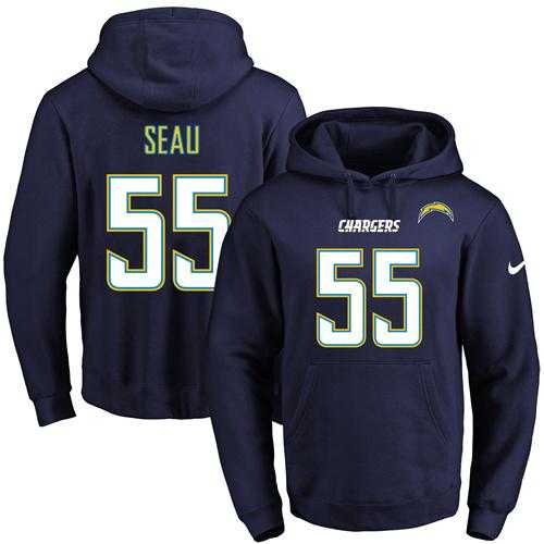 Nike San Diego Chargers #55 Junior Seau Navy Blue Name & Number Pullover NFL Hoodie