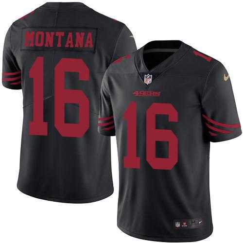 Nike San Francisco 49ers #16 Joe Montana Black Men's Stitched NFL Limited Rush Jersey