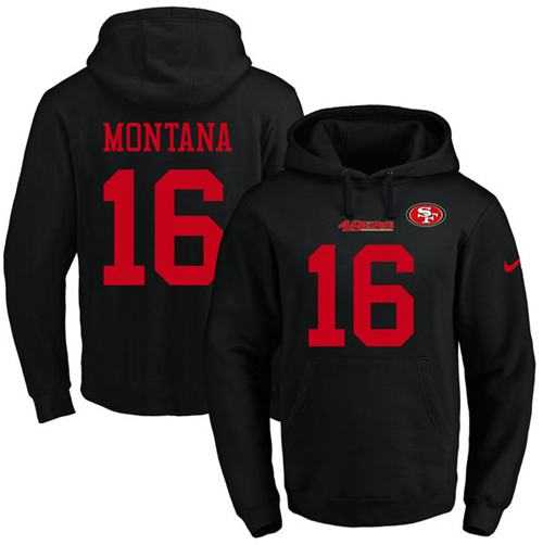 Nike San Francisco 49ers #16 Joe Montana Black Name & Number Pullover NFL Hoodie