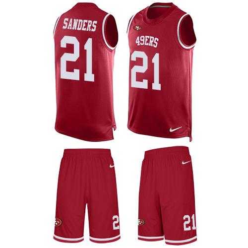 Nike San Francisco 49ers #21 Deion Sanders Red Team Color Men's Stitched NFL Limited Tank Top Suit Jersey