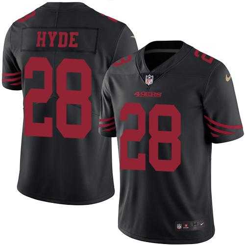 Nike San Francisco 49ers #28 Carlos Hyde Black Men's Stitched NFL Limited Rush Jersey