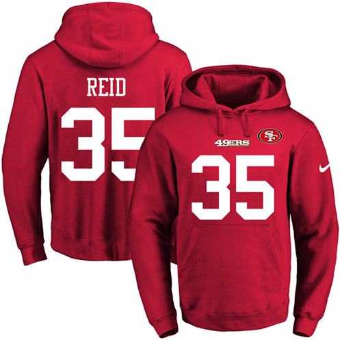 Nike San Francisco 49ers #35 Eric Reid Red Name & Number Pullover NFL Hoodie
