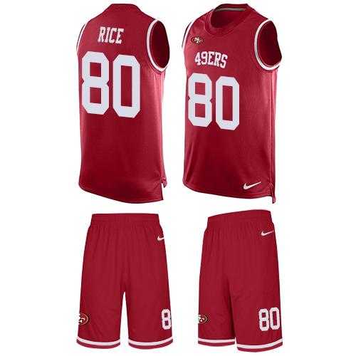 Nike San Francisco 49ers #80 Jerry Rice Red Team Color Men's Stitched NFL Limited Tank Top Suit Jersey