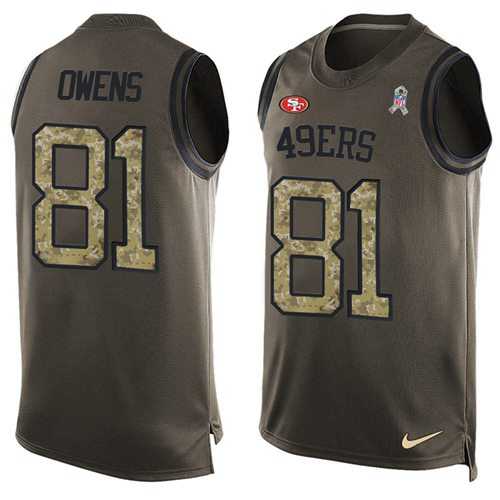 Nike San Francisco 49ers #81 Terrell Owens Green Men's Stitched NFL Limited Salute To Service Tank Top Jersey