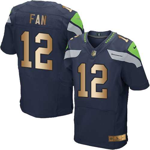 Nike Seattle Seahawks #12 Fan Steel Blue Team Color Men's Stitched NFL Elite Gold Jersey