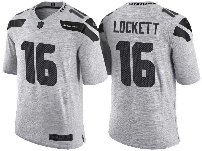 Nike Seattle Seahawks #16 Tyler Lockett 2016 Gridiron Gray II Men's NFL Limited Jersey