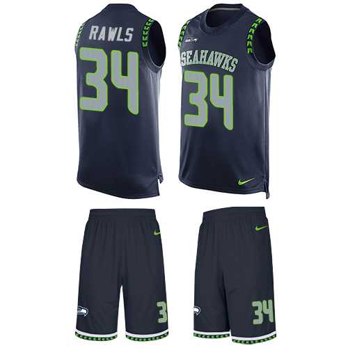 Nike Seattle Seahawks #34 Thomas Rawls Steel Blue Team Color Men's Stitched NFL Limited Tank Top Suit Jersey