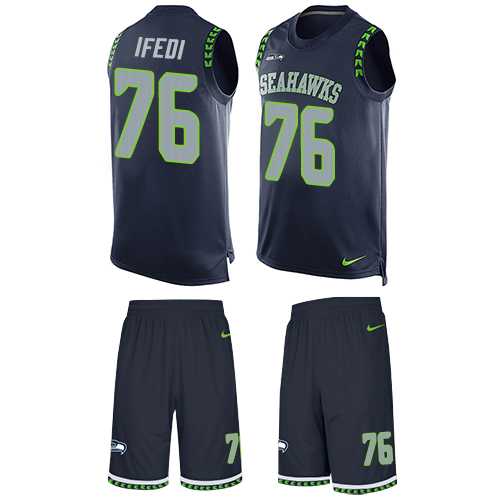 Nike Seattle Seahawks #76 Germain Ifedi Steel Blue Team Color Men's Stitched NFL Limited Tank Top Suit Jersey