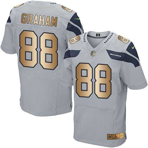 Nike Seattle Seahawks #88 Jimmy Graham Grey Alternate Men's Stitched NFL Elite Gold Jersey