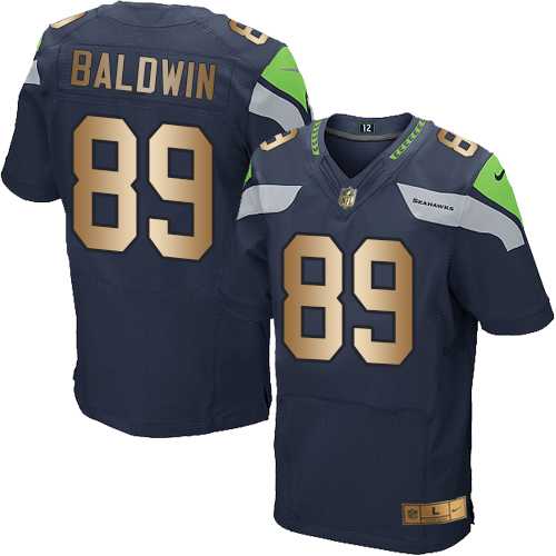 Nike Seattle Seahawks #89 Doug Baldwin Steel Blue Team Color Men's Stitched NFL Elite Gold Jersey
