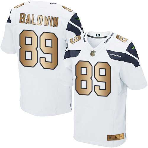 Nike Seattle Seahawks #89 Doug Baldwin White Men's Stitched NFL Elite Gold Jersey