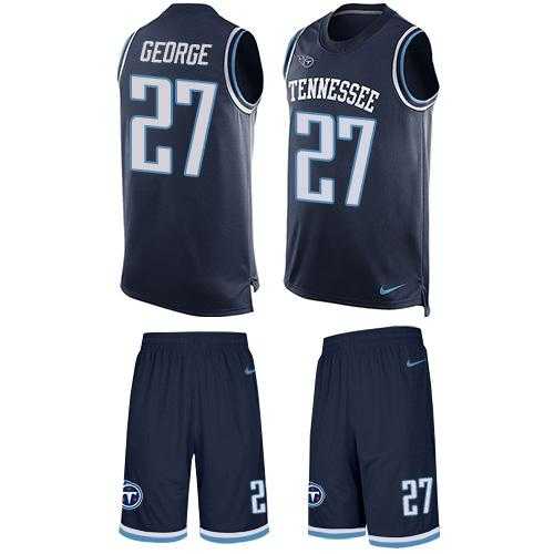 Nike Tennessee Titans #27 Eddie George Navy Blue Alternate Men's Stitched NFL Limited Tank Top Suit Jersey