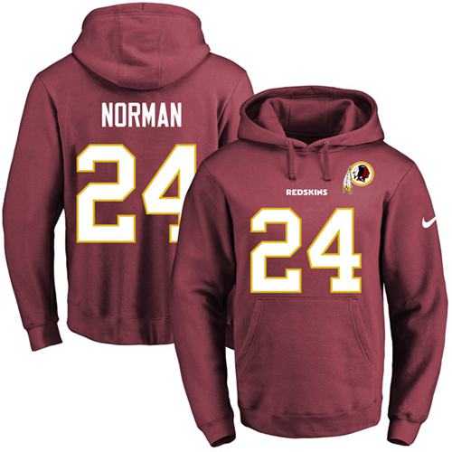 Nike Washington Redskins #24 Josh Norman Burgundy Red Name & Number Pullover NFL Hoodie
