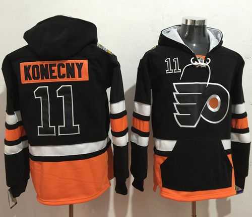 Philadelphia Flyers #11 Travis Konecny Black Name & Number Pullover NHL Hoodie