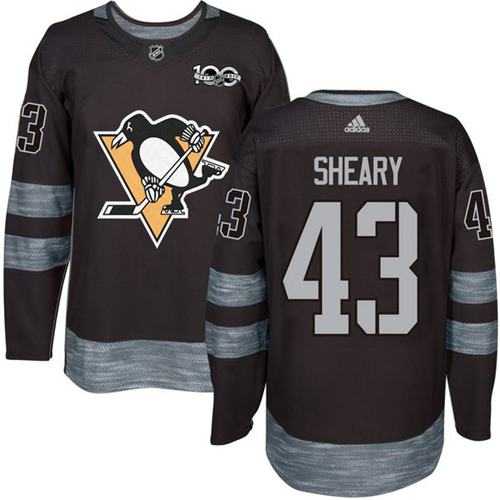 Pittsburgh Penguins #43 Conor Sheary Black 1917-2017 100th Anniversary Stitched NHL Jersey